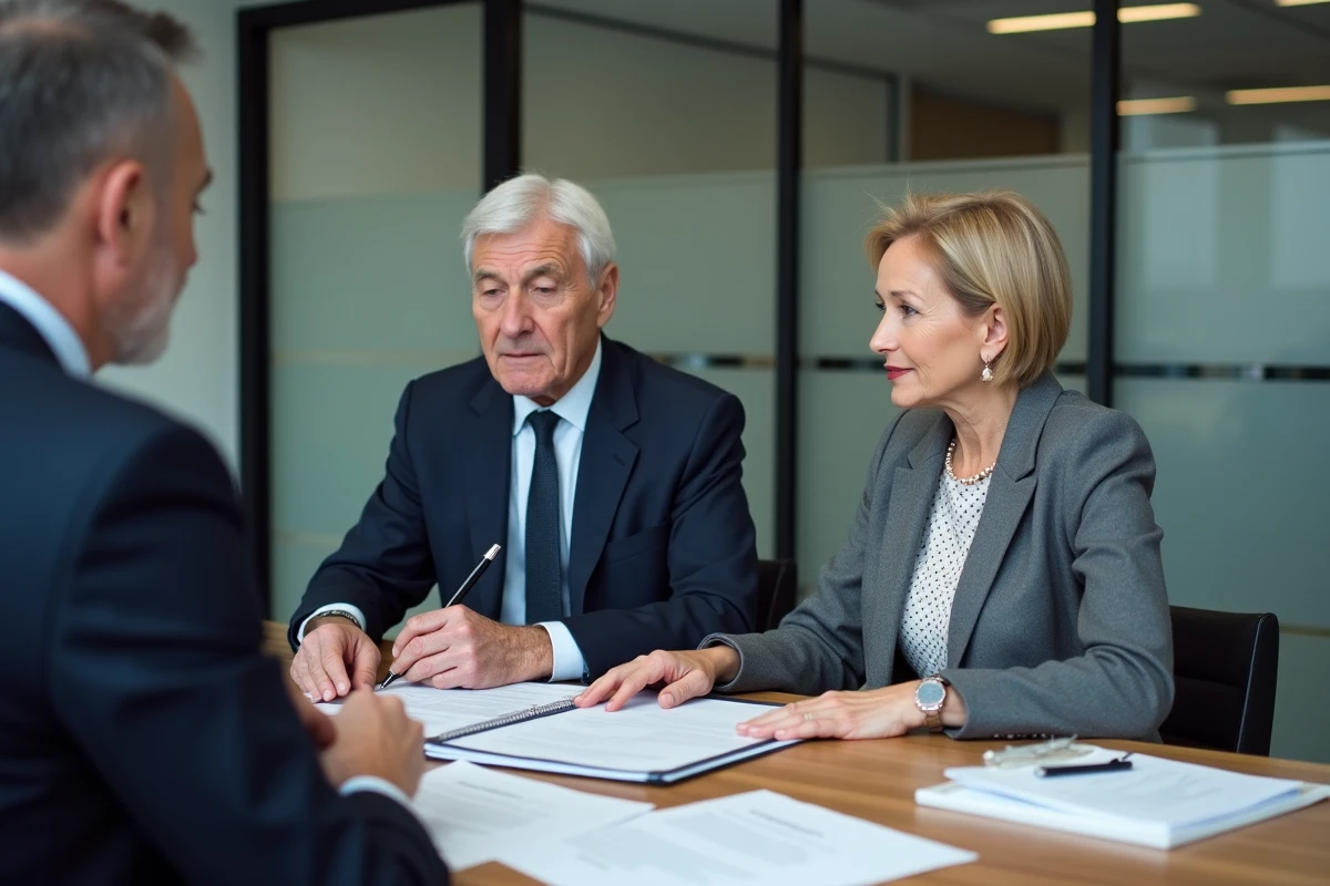 Réunion de famille avec notaire pour rédiger une procuration successorale